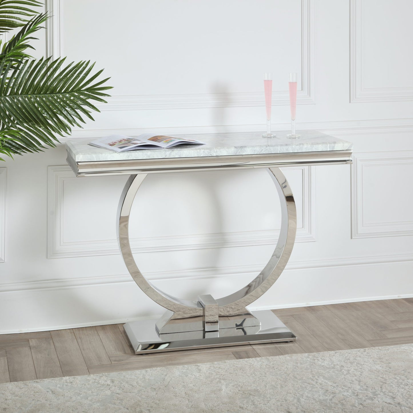Niches Arianna Entrance Hall Console Table Grey Marble 120cm