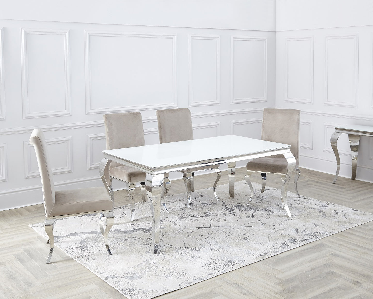 White Louis Dining Table 1.6m / 2m