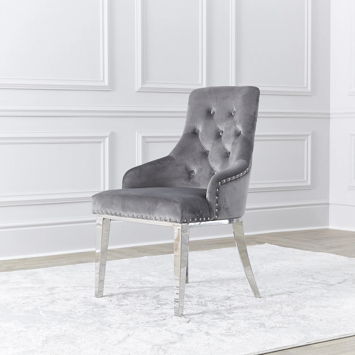 Black Knocker Back Dining Chair with Chrome Legs