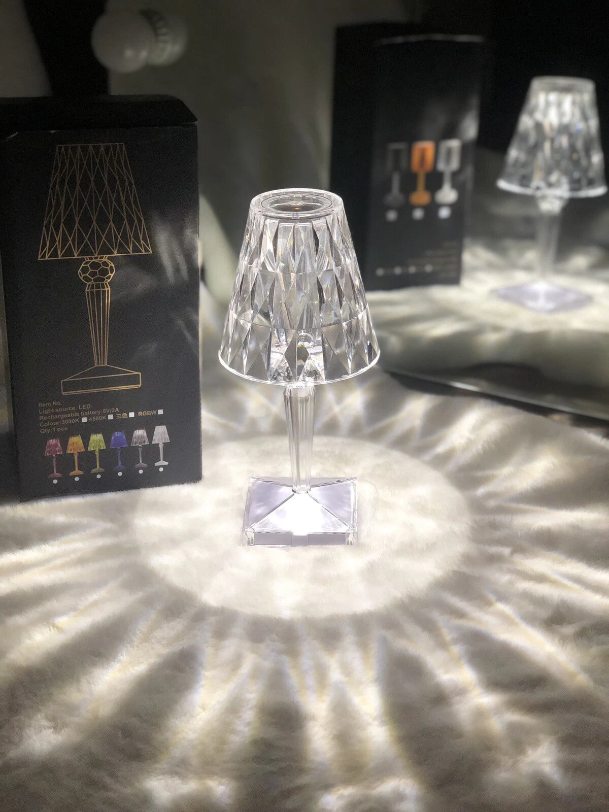 Niches Touch ACRYLIC Decorative Crystal Dimmable 3 Settings LED Table Lamp