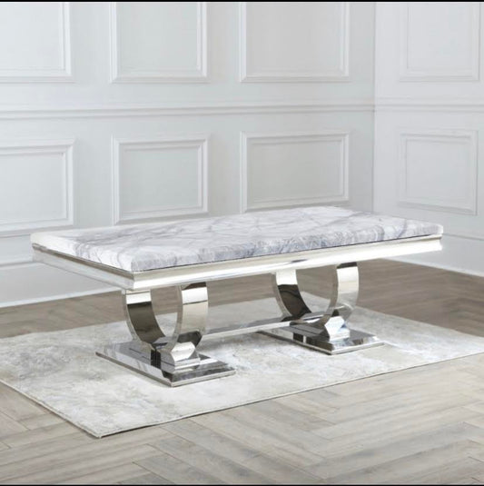 Niches Grey Coffee Table Arianna Marble Top Chrome 130 x 70 x 45 cm