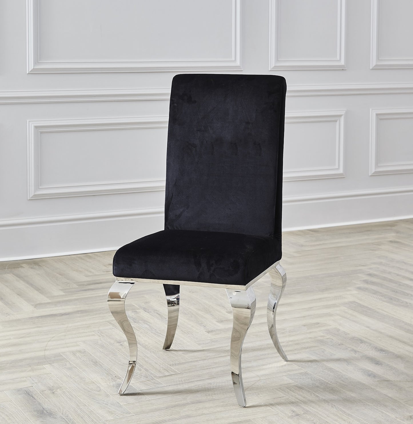 Louis Chrome Dining Chairs Black