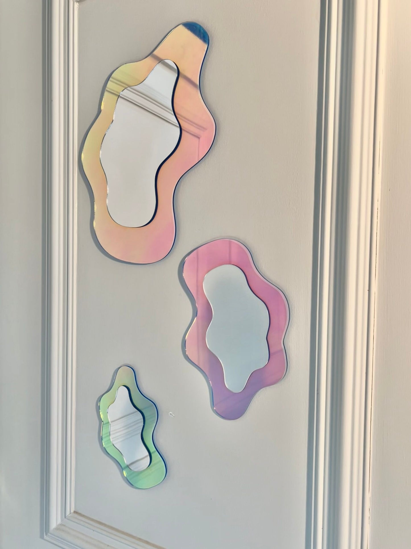 Iridescent Trio S M & L Wavy Mirrors