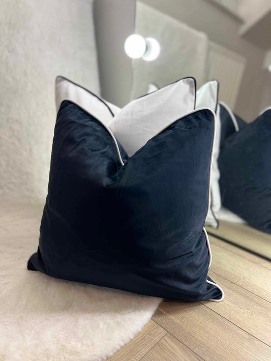 Black with White Piping Large Scatter Cushion Double Sided 45cm / 18" & 50cm / 20"