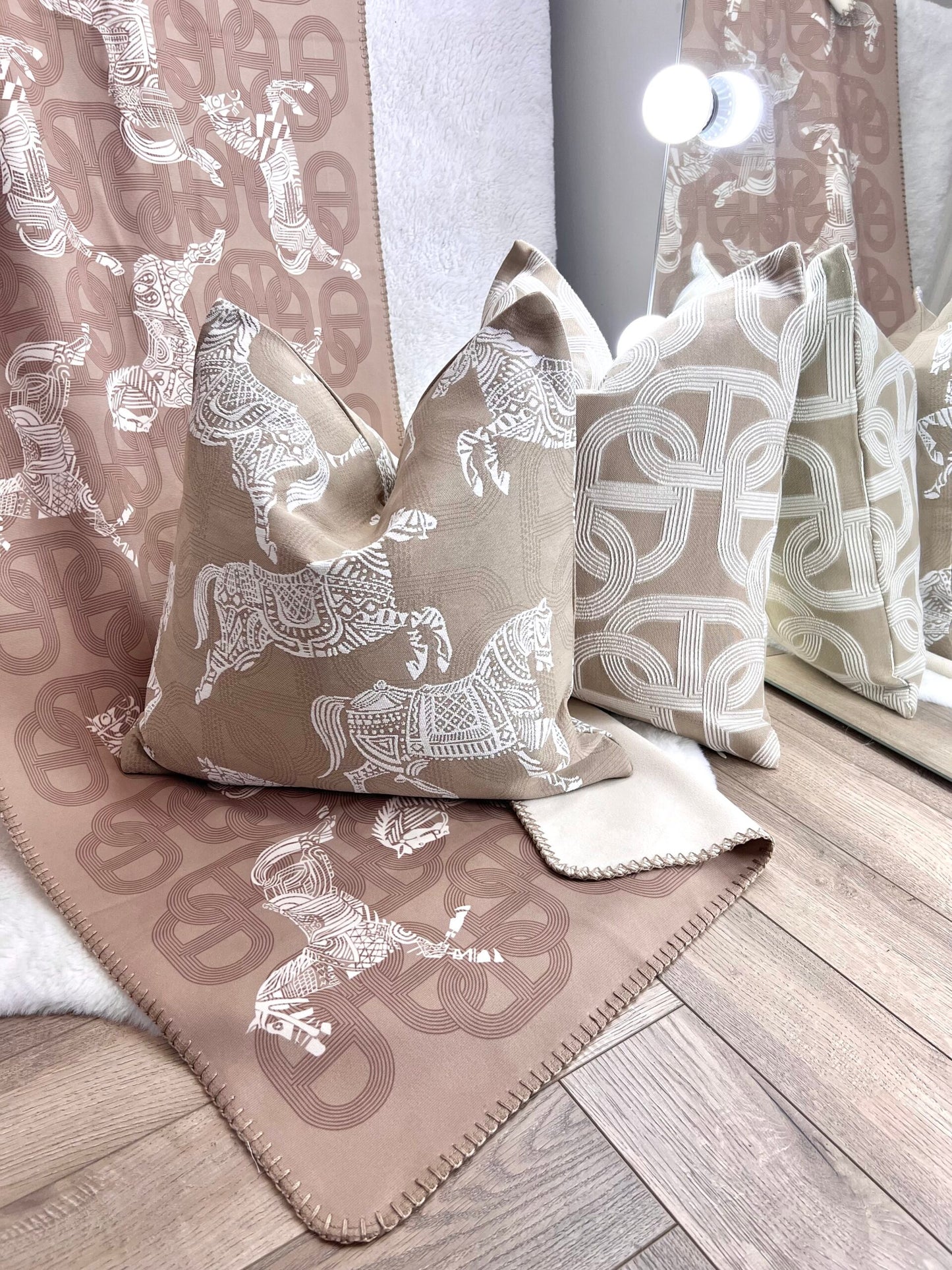 H Horse & Chain Link Inspired Double Sided Designer Cushion 45cm / 18"