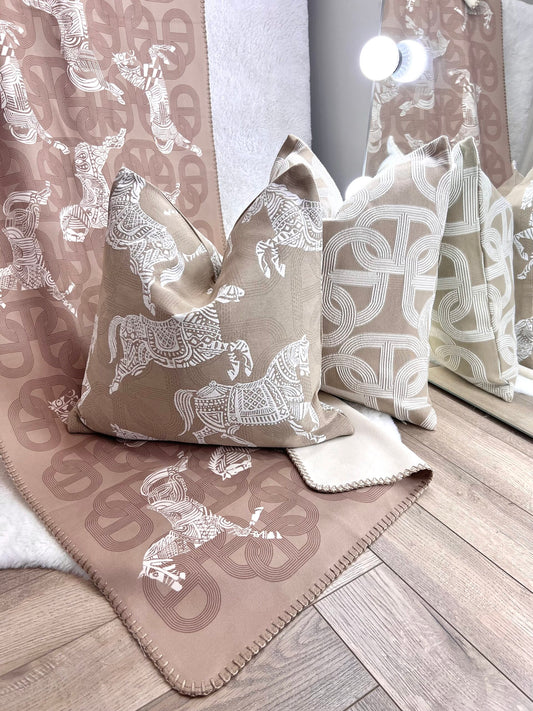 H Horse & Chain Link Inspired Double Sided Designer Cushion 45cm / 18"