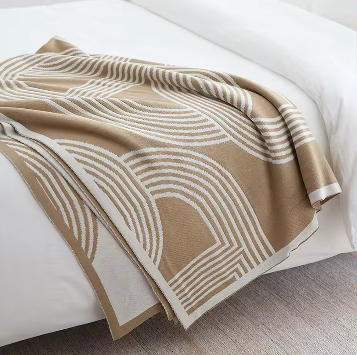 H Chain Reversible Taupe & Beige Blanket 130cm x 180cm