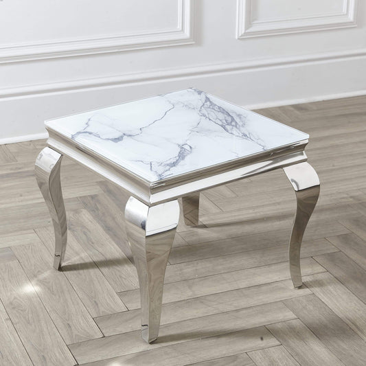 NICHES Louis White Marble Lamp / End Table