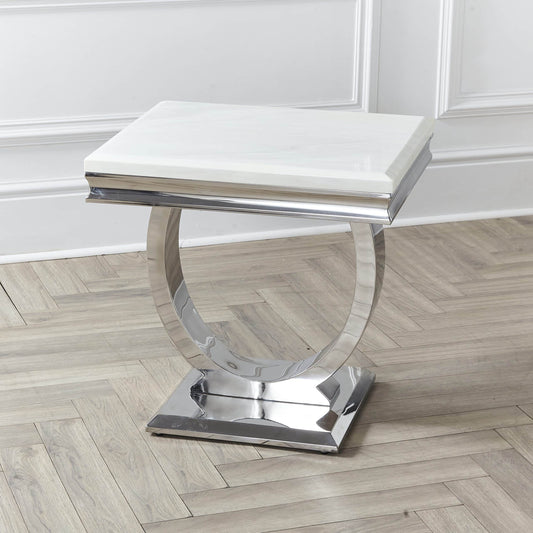 Niches Arianna Lamp / Side Table Cream Marble