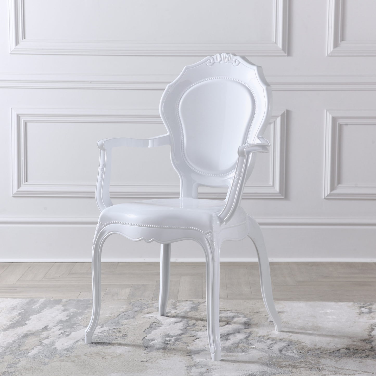 White V2 Dining Side Chair With Arms