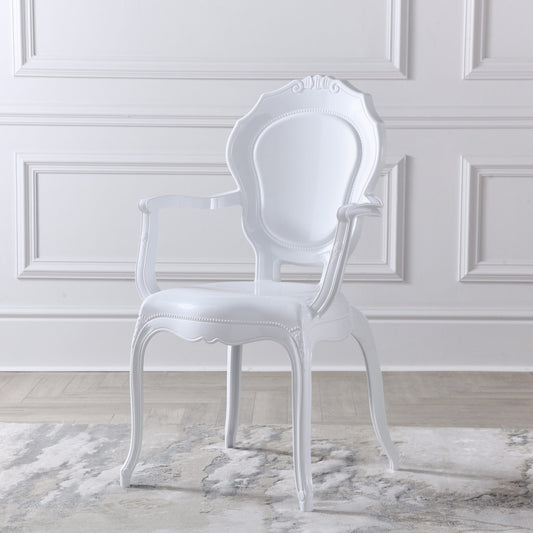 White V2 Dining Side Chair With Arms