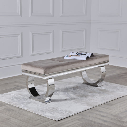 Arianna Cream Oyster Chrome 160cm Dining Bench