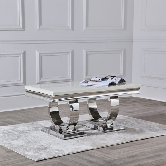 Niches Cream Coffee Table Arianna Marble Top Chrome 100 x 50 x 45 cm