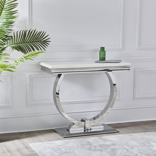 Niches Arianna Entrance Hall Console Table Cream Marble 100cm