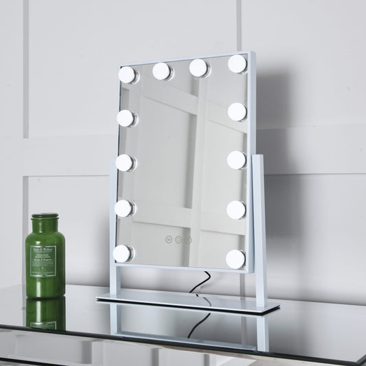 Niches 'LITE' Hollywood Makeup White 12 Bulb Dimmable 3 Settings Vanity Mirror
