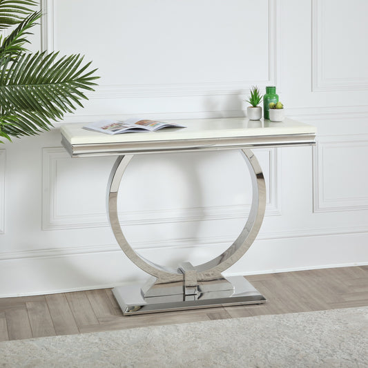 Niches Arianna Entrance Hall Console Table Cream Marble 120 cm