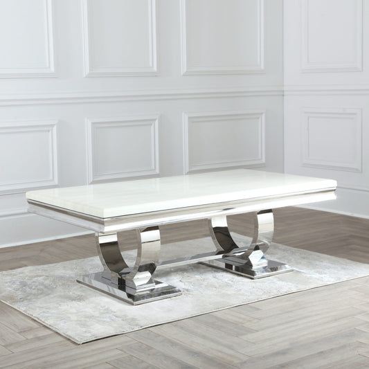 Niches Cream Coffee Table Arianna Marble Top Chrome 130 x 70 x 45 cm