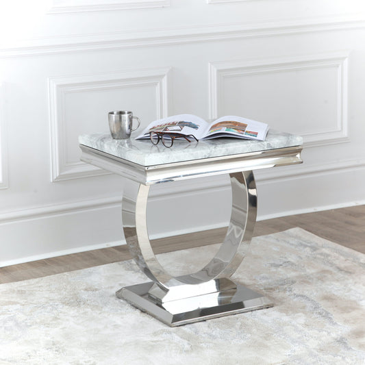 Niches Arianna Lamp / Side Table Grey Marble