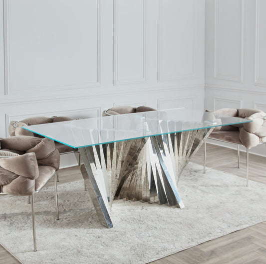 Luxury Chrome Zig Zag Fan Dining Table