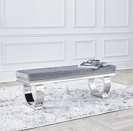 Arianna Grey Chrome 130cm Dining Bench