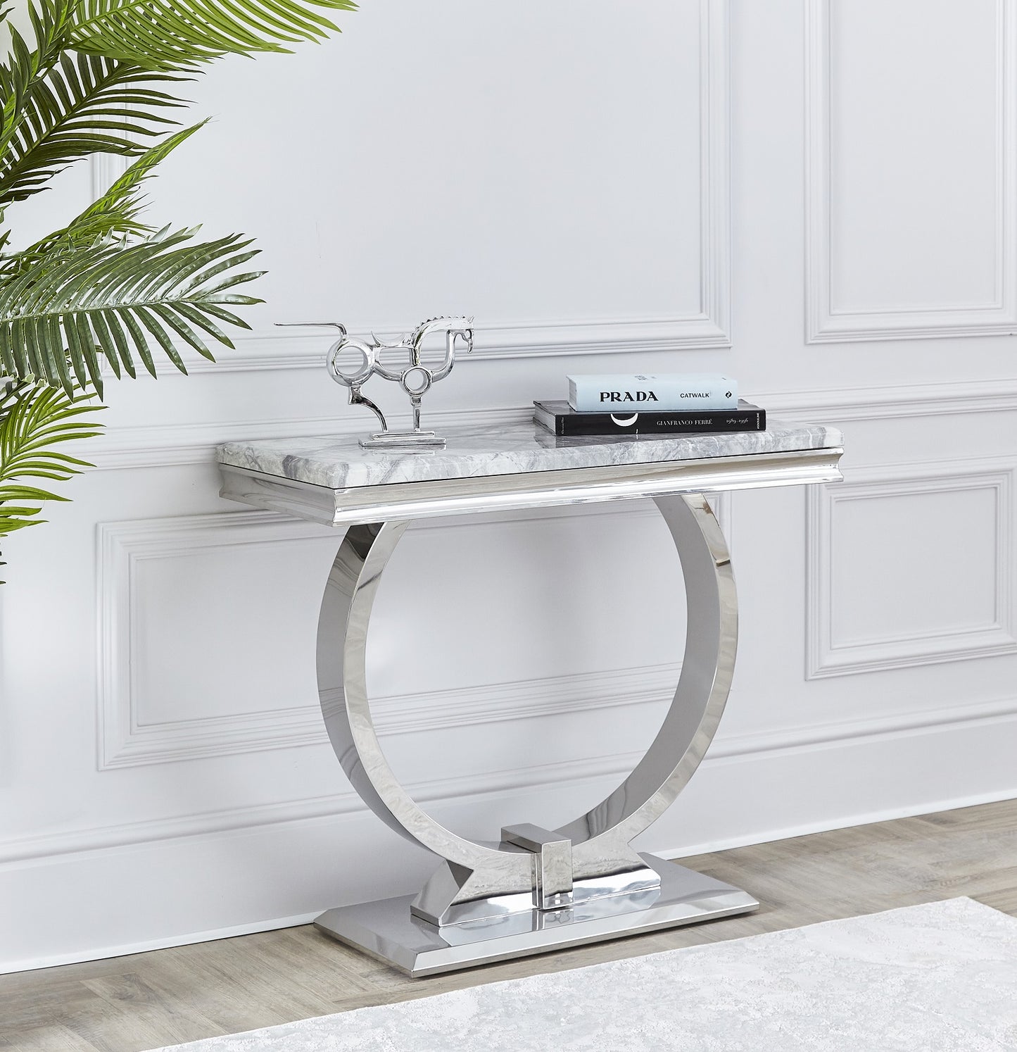 Niches Arianna Entrance Hall Console Table Grey Marble 100cm