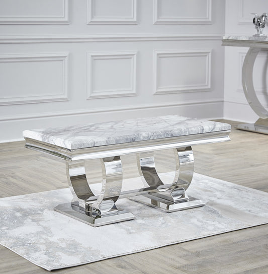 Niches Grey Coffee Table Arianna Marble Top Chrome 100 x 50 x 45 cm