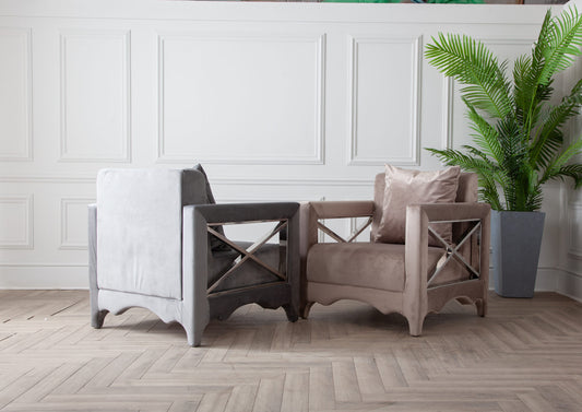 Luxury Upholstered Kensington Chrome X Accent Arm Chair.