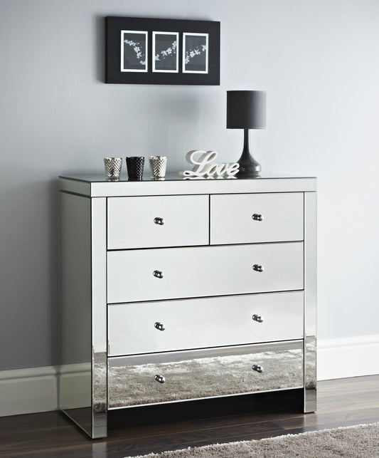 Mirrored 2 over 3 Chest of 5 Drawers.