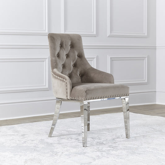 Cream Oyster Knocker Back Dining Chair with Chrome Legs