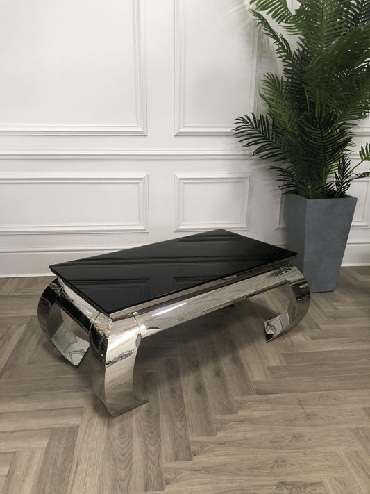 NICHES Black Chrome BOWED Coffee Table