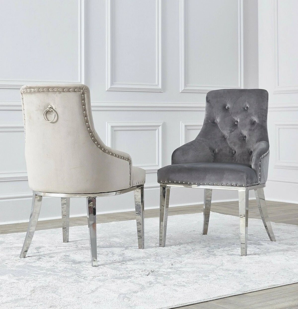 Black Knocker Back Dining Chair with Chrome Legs