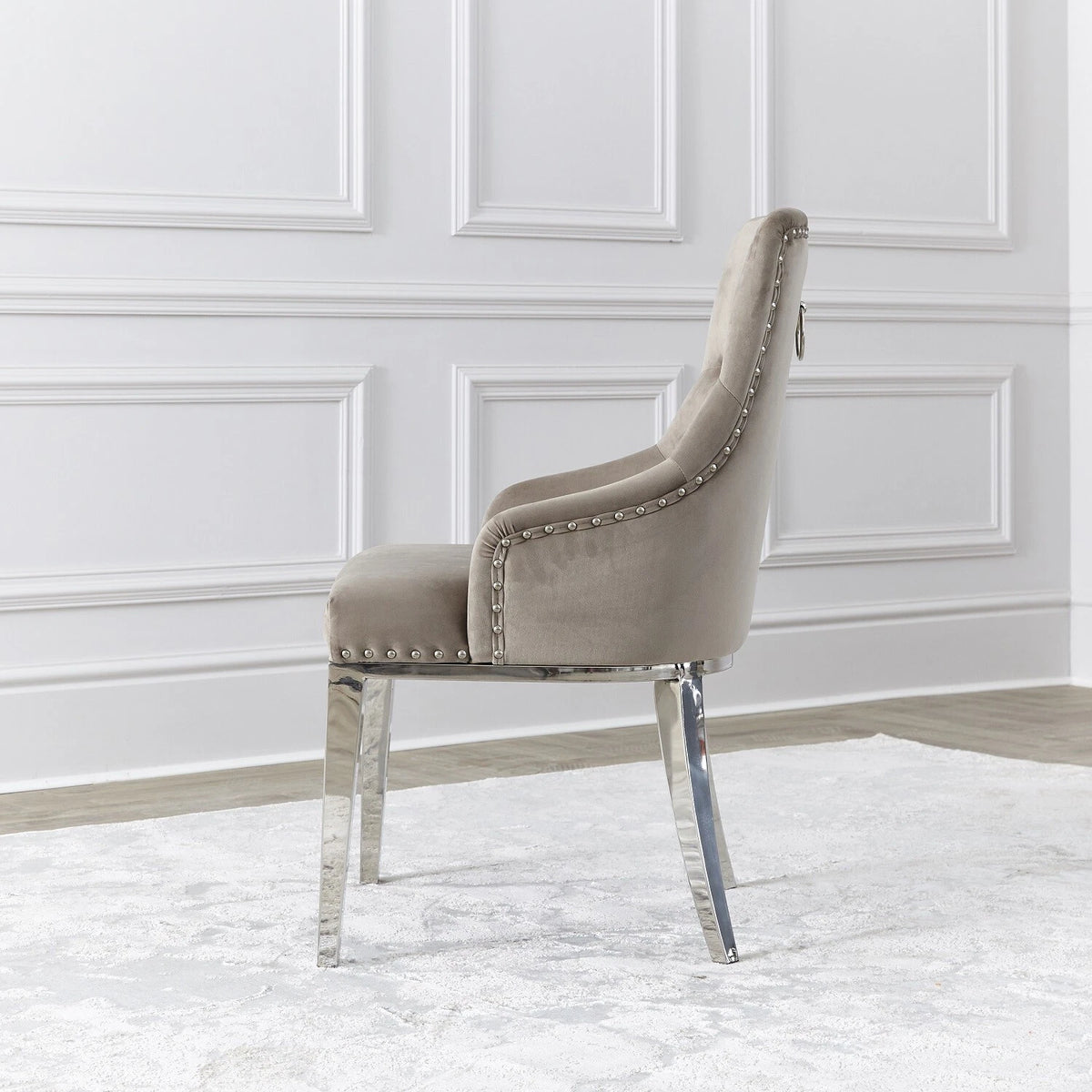 Black Knocker Back Dining Chair with Chrome Legs