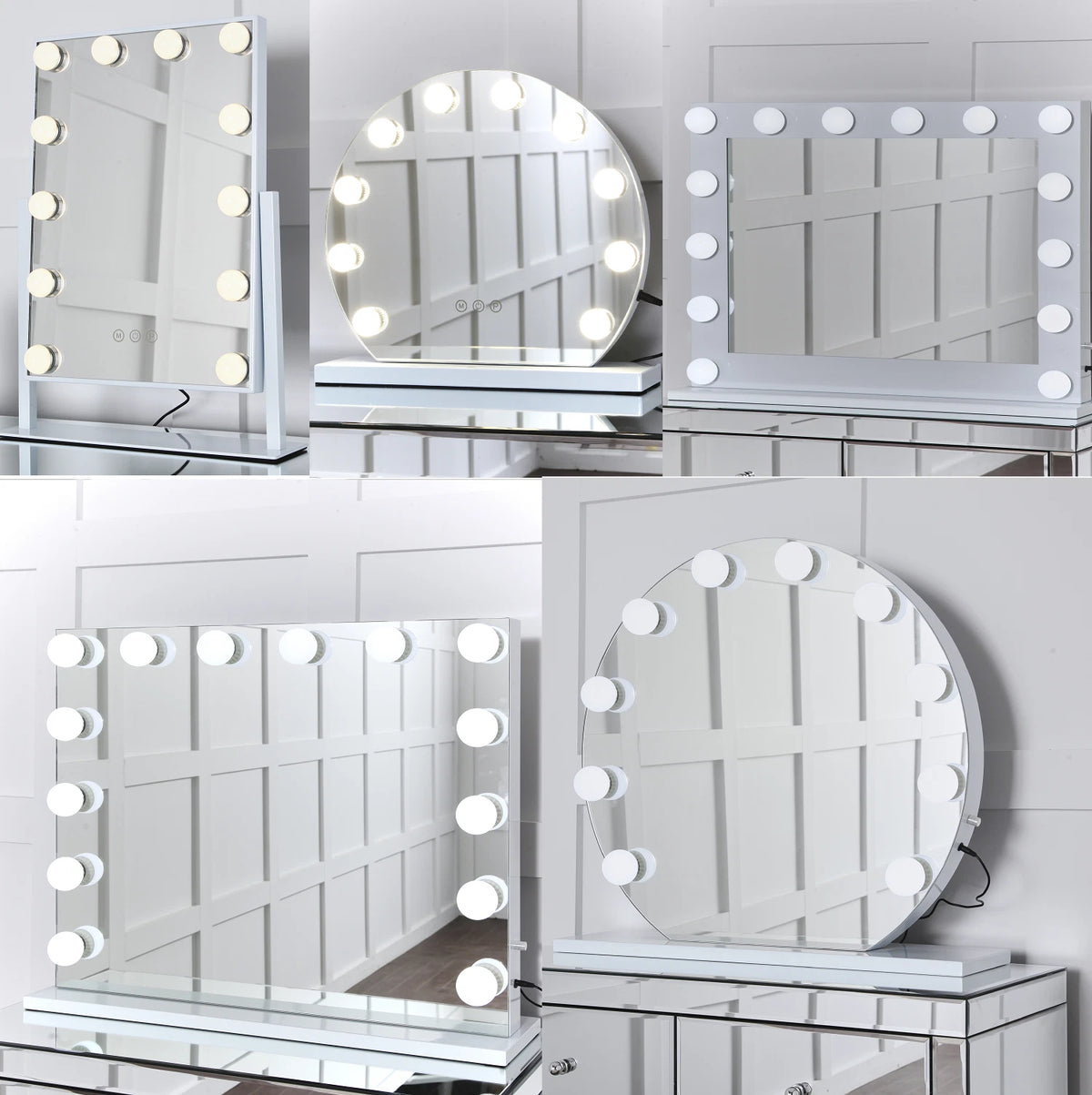 Niches 'LITE' Hollywood Makeup White 12 Bulb Dimmable 3 Settings Vanity Mirror