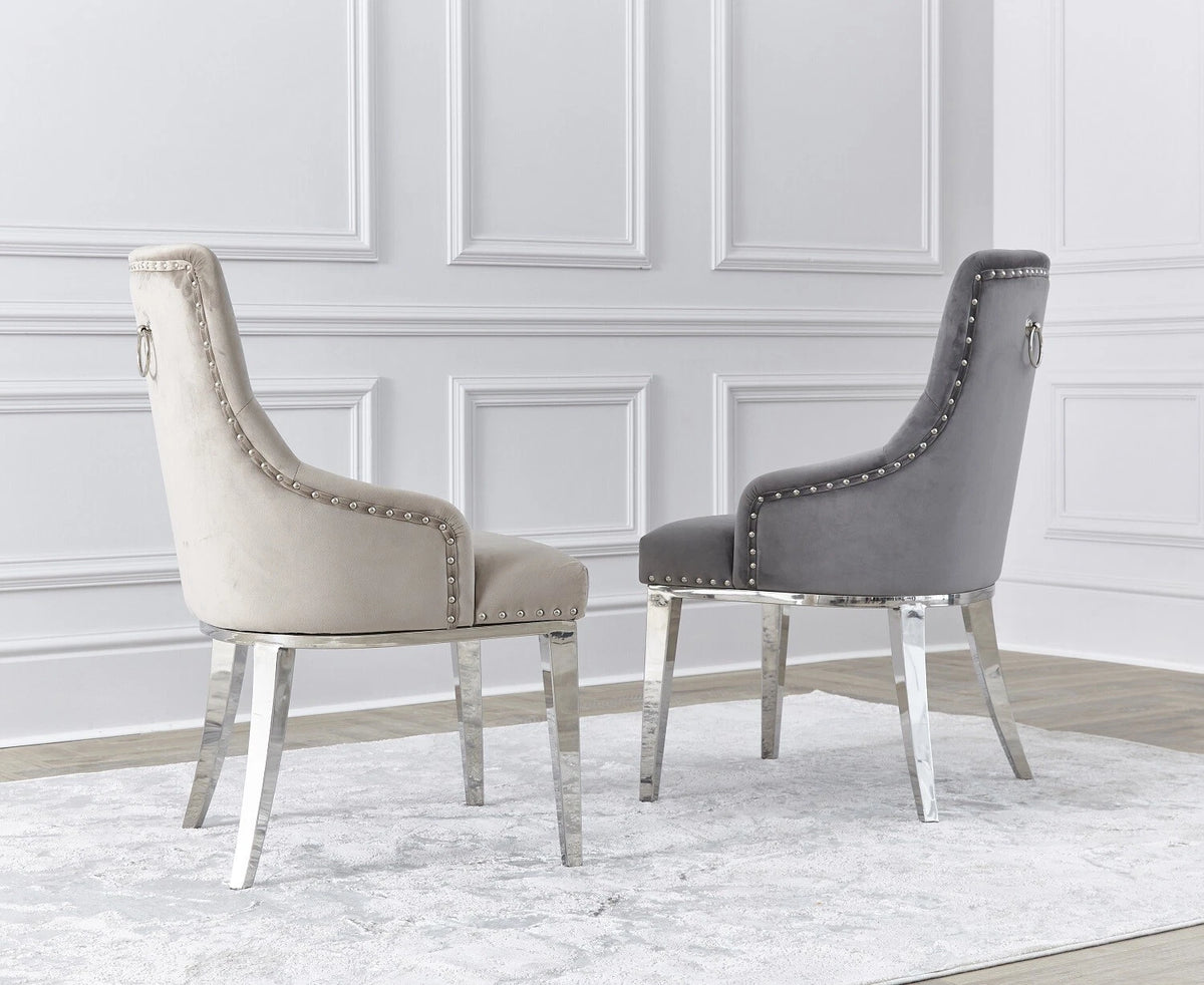 Black Knocker Back Dining Chair with Chrome Legs