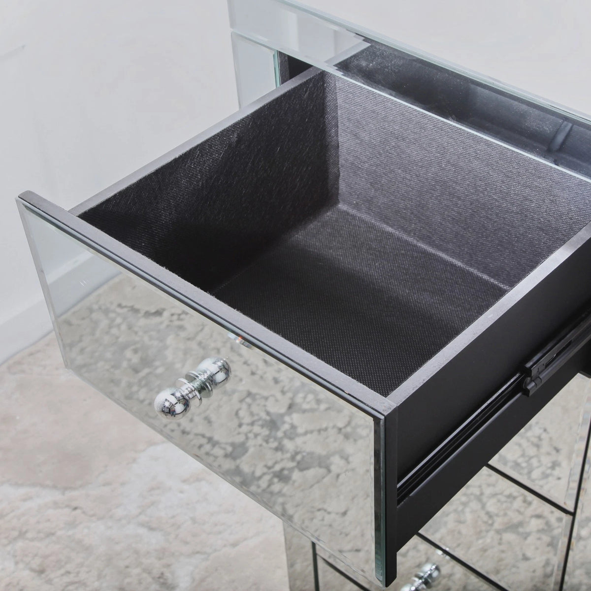 Set of 2 Mirrored 3 Drawer Bedside Tables