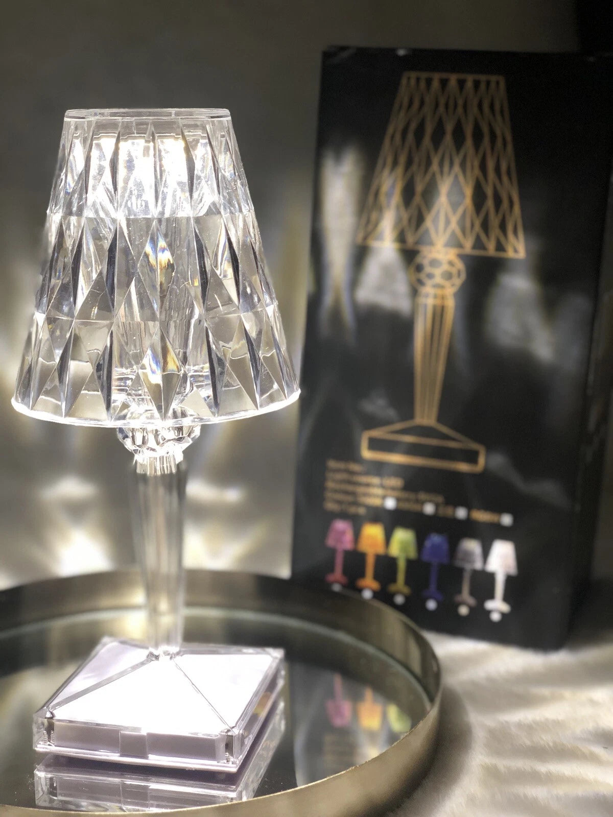 Niches Touch ACRYLIC Decorative Crystal Dimmable 3 Settings LED Table Lamp