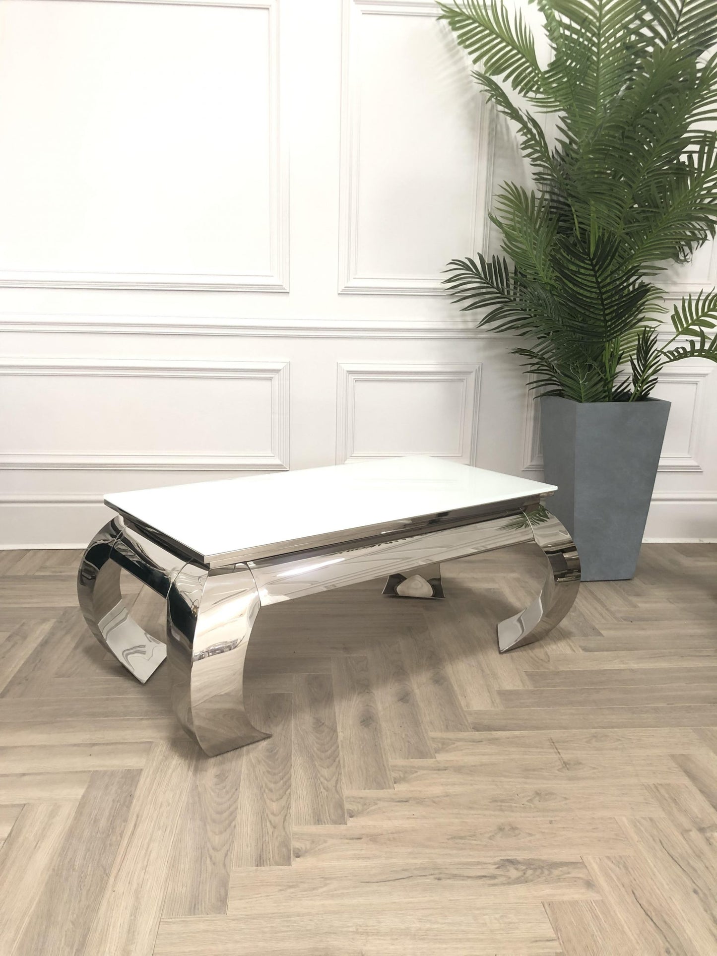 NICHES White Chrome BOWED Coffee Table