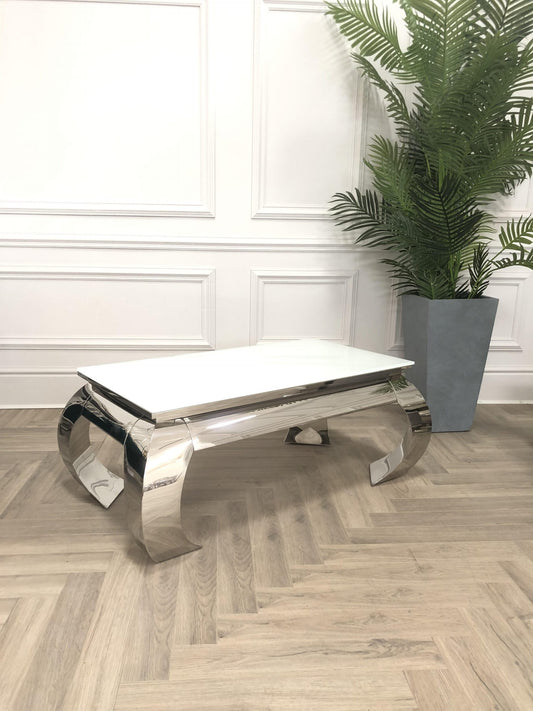 NICHES White Chrome BOWED Coffee Table