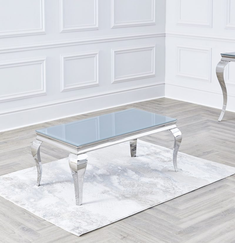 Louis Grey Glass Chrome Coffee Table 100cm