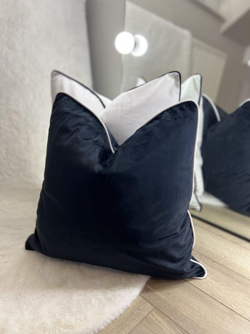 Black with White Piping Large Scatter Cushion Double Sided 45cm / 18" & 50cm / 20"
