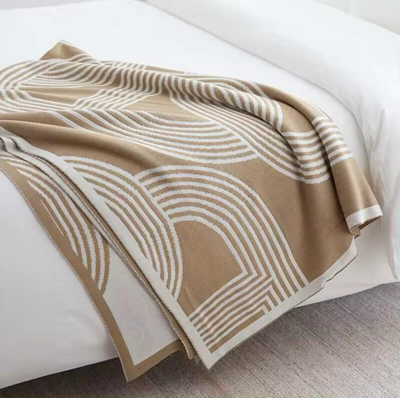 H Chain Reversible Taupe & Beige Blanket 130cm x 180cm